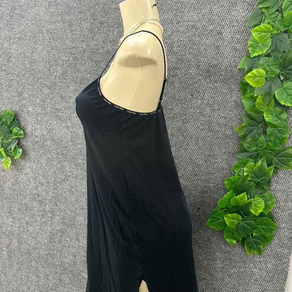 Calvin Klein Black Cotton Logo Strap Sleep Dress - Picture 3 of 8